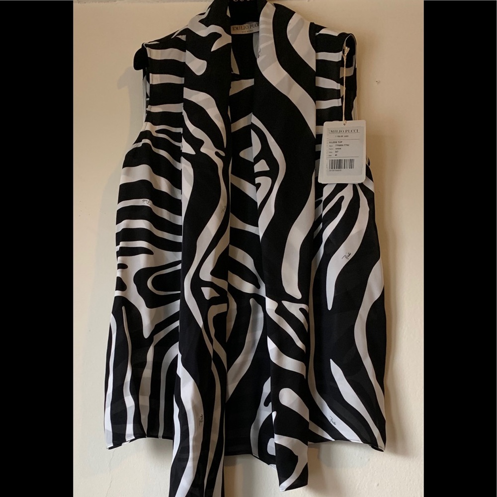 Emilio Pucci wrap silhouette, tie neck  silk top.